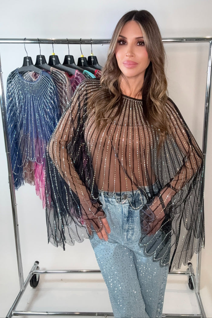 Style the Crystal Rhinestone Embellished Top exclusively at Born To Glam