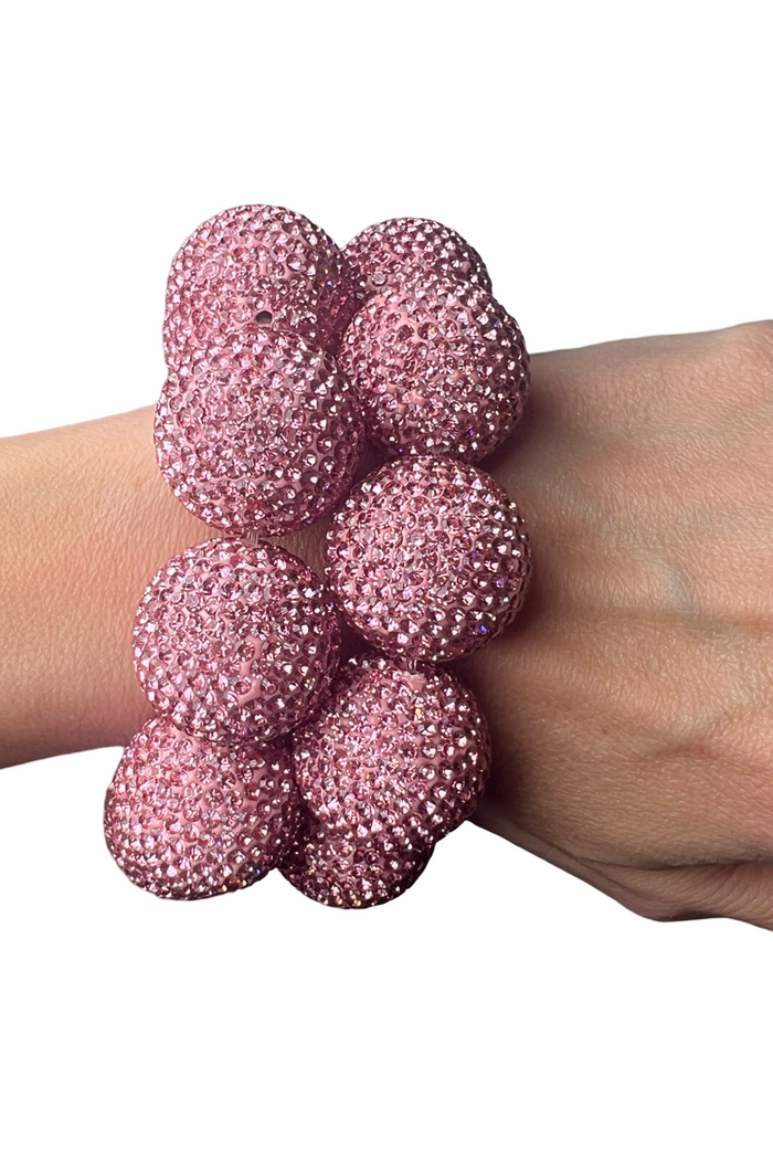 Style the Crystal Sphere Stretch Statement Bracelet exclusively at Born To Glam