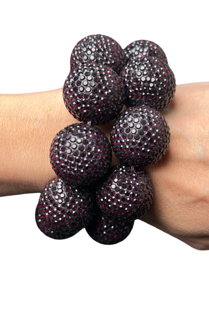 Style the Crystal Sphere Stretch Statement Bracelet exclusively at Born To Glam