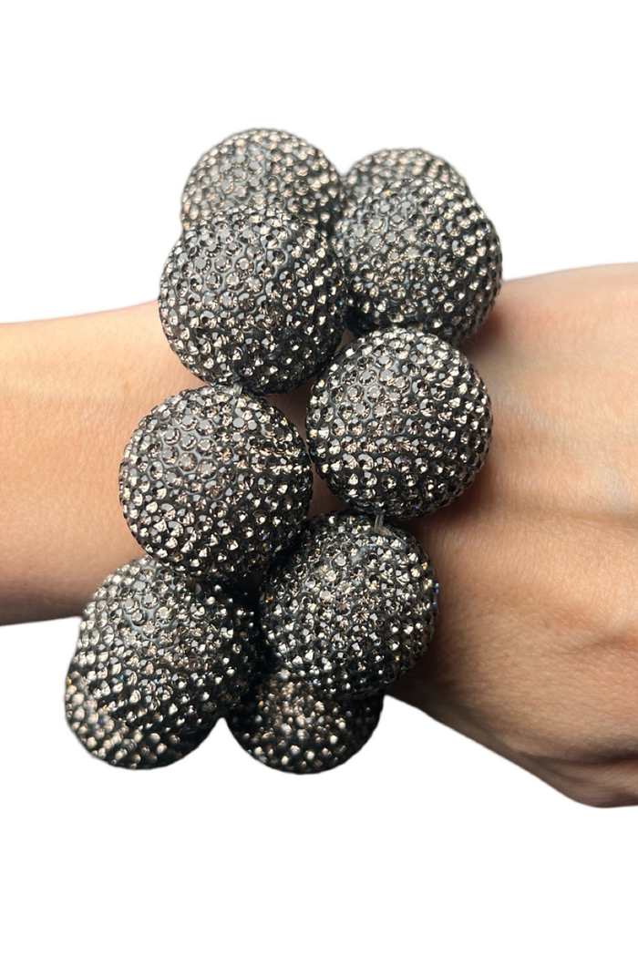 Style the Crystal Sphere Stretch Statement Bracelet exclusively at Born To Glam