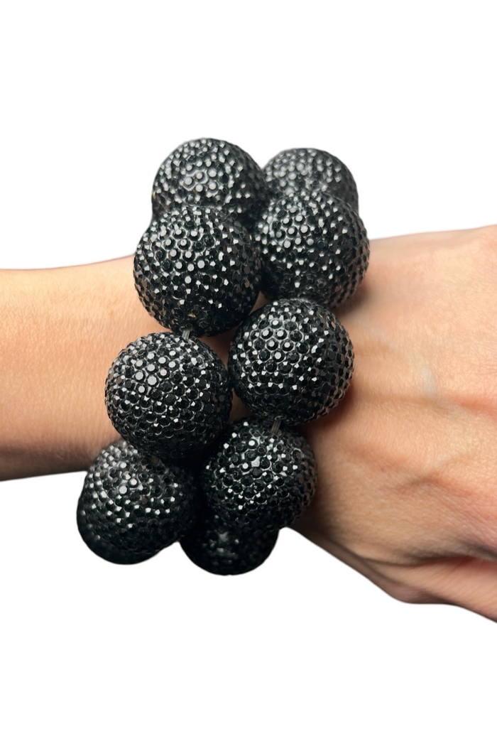Style the Crystal Sphere Stretch Statement Bracelet exclusively at Born To Glam