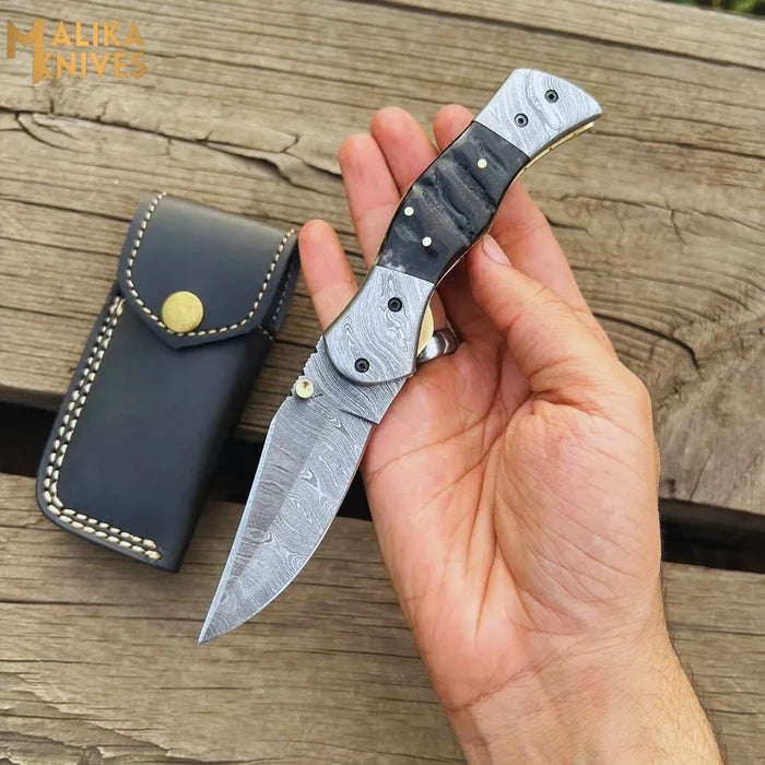 Custom Handmade Folding Knife - Exquisite Craftsmanship with Ram Horn Handle - RFE Marketing Ventures