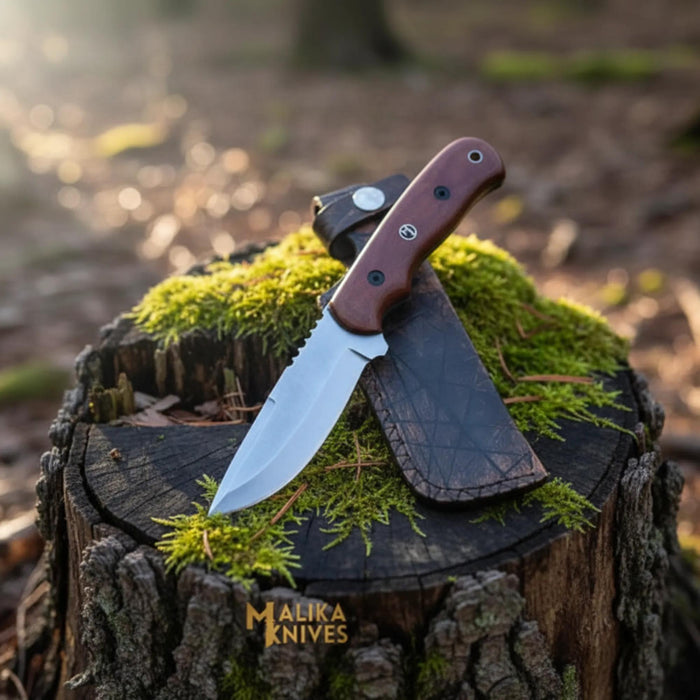 D2 Hunting Knife with Leather Sheath - Your Ultimate Companion for Outdoor Adventures - RFE Marketing Ventures