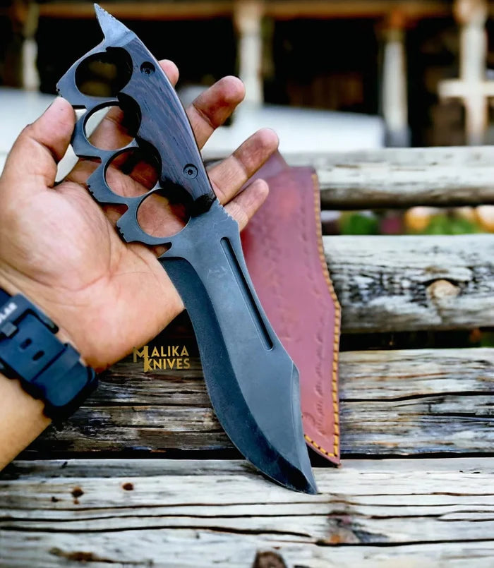 D2 Knuckle Bowie Knife – Superior Craftsmanship with Wenge Wood Handle - RFE Marketing Ventures