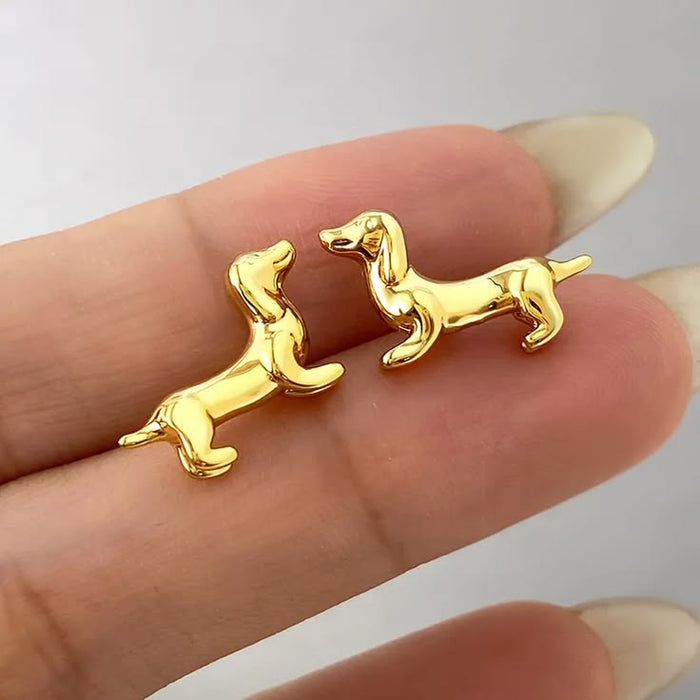 Dachshund Stud Earrings – 18K Gold Plated Doxie Jewelry