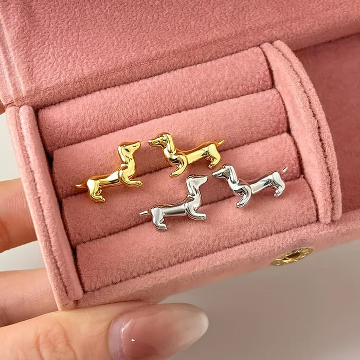 Dachshund Stud Earrings – 18K Gold Plated Doxie Jewelry