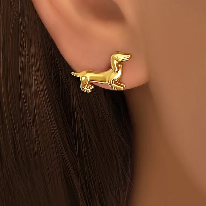 Dachshund Stud Earrings – 18K Gold Plated Doxie Jewelry