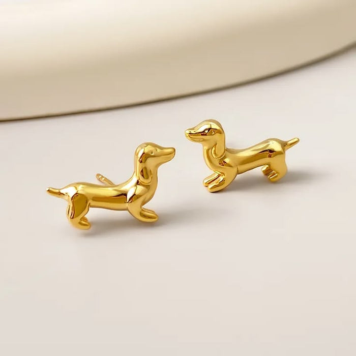 Dachshund Stud Earrings – 18K Gold Plated Doxie Jewelry