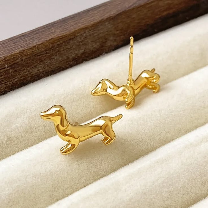 Dachshund Stud Earrings – 18K Gold Plated Doxie Jewelry