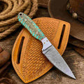 Damascus Buckaroo Knife with Pine Cone Handle & SS Masonic Bolster - RFE Marketing Ventures