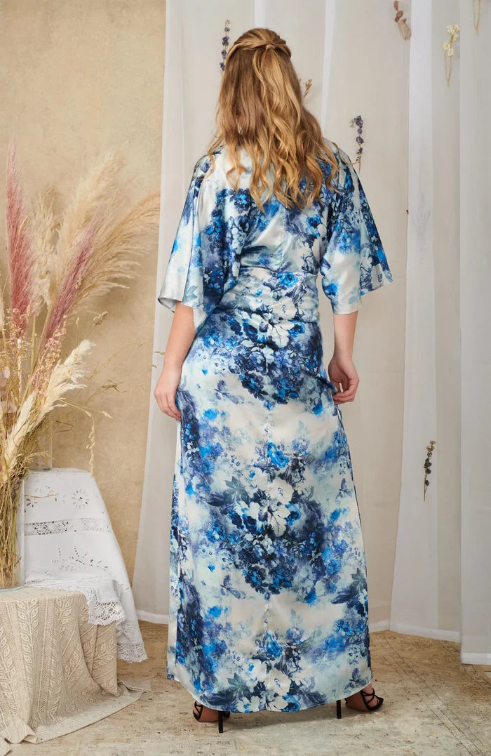 Dana Knot Front Satin Maxi Dress