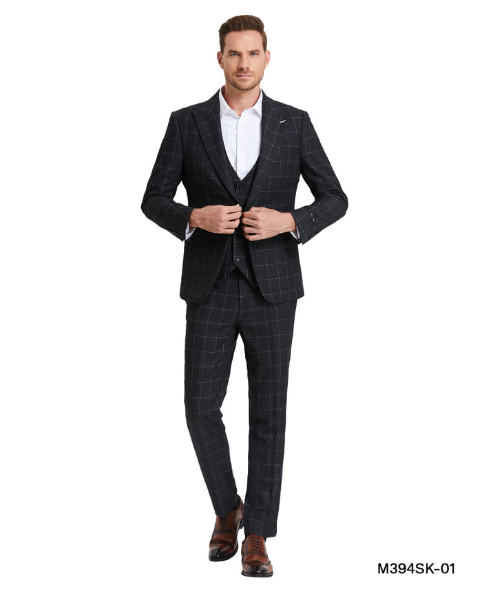 Dark Grey WIndow Plaid Mens-suit - Giorgio's Menswear