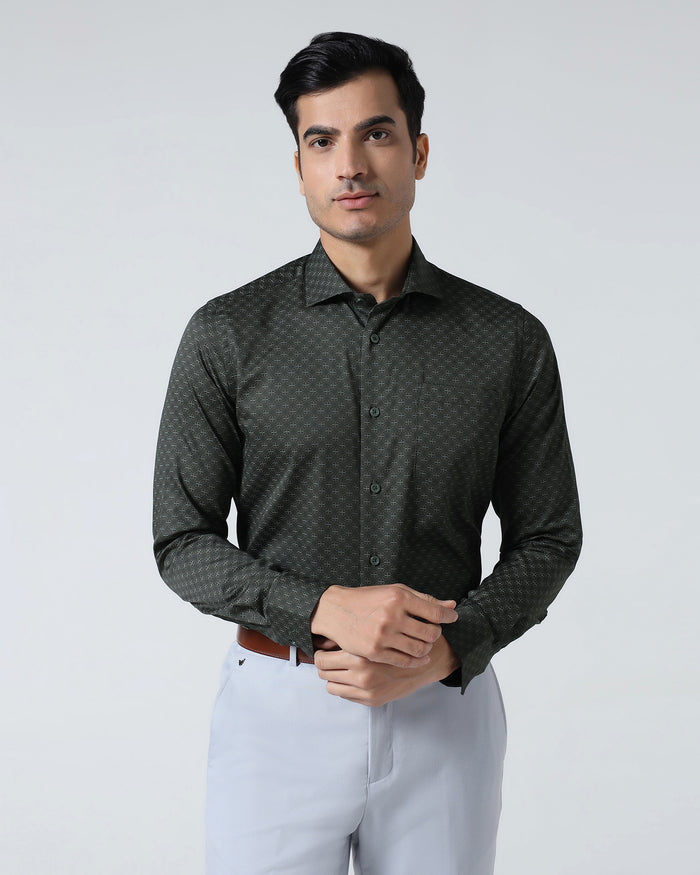 Dark Olive Printed Shirt - Cloud