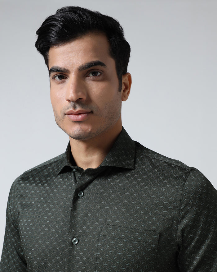 Dark Olive Printed Shirt - Cloud