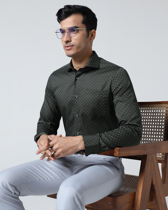 Dark Olive Printed Shirt - Cloud