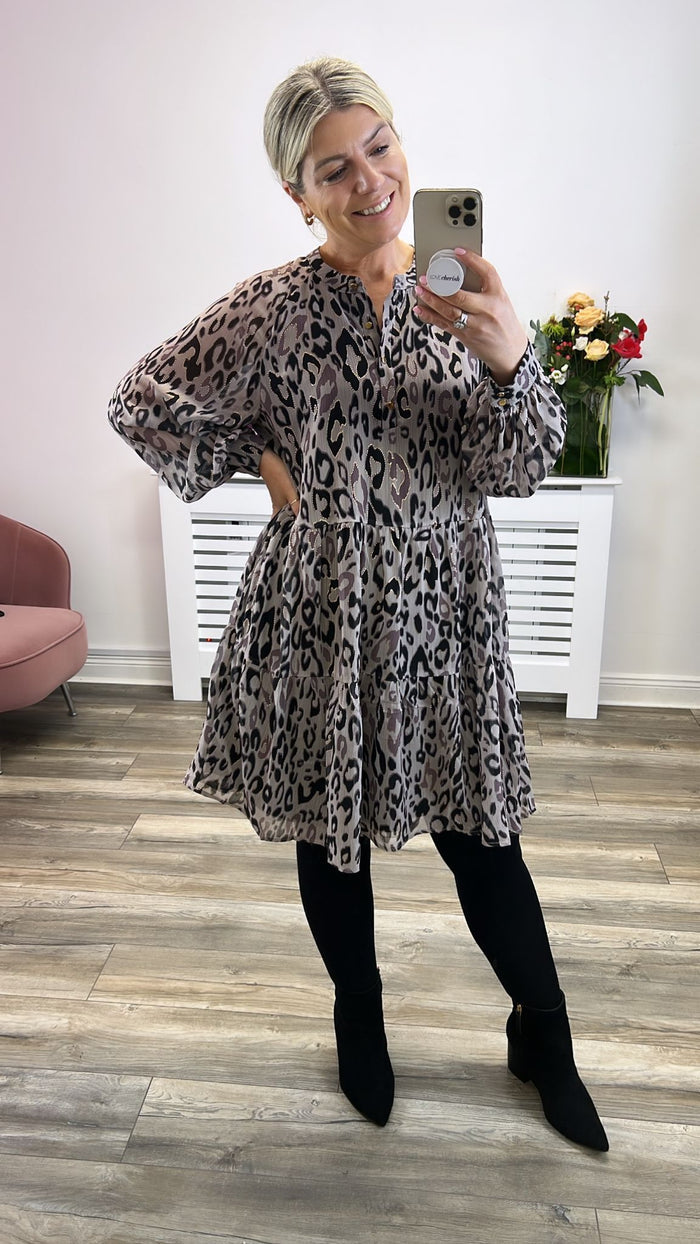 DARMA DRESS (CORNSTALK LEO PRINT)