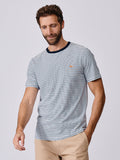 Aubin Blue Mix Deacon Feeder Stripe T-Shirt | T-Shirt