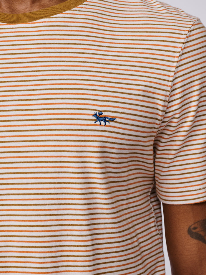 Aubin Orange Mix Deacon Feeder Stripe T-Shirt | T-Shirt