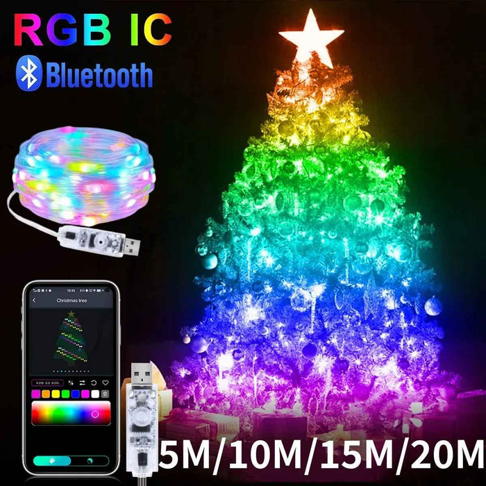 RGBIC Christmas Lights - Bluetooth String Lights for Festive Décor