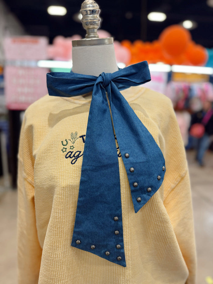 Denim Bow Collar