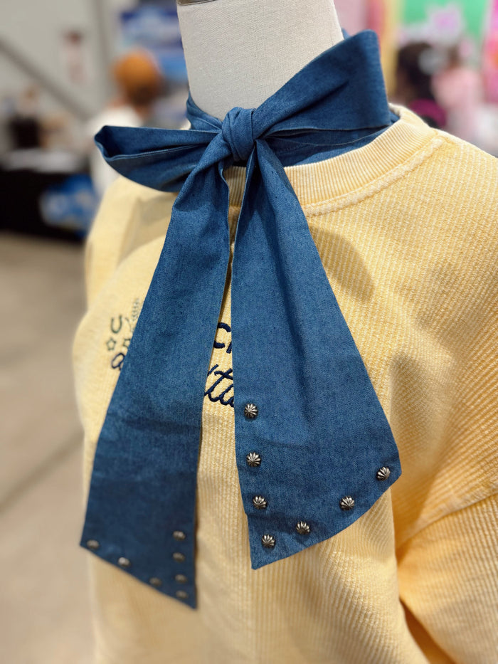 Denim Bow Collar