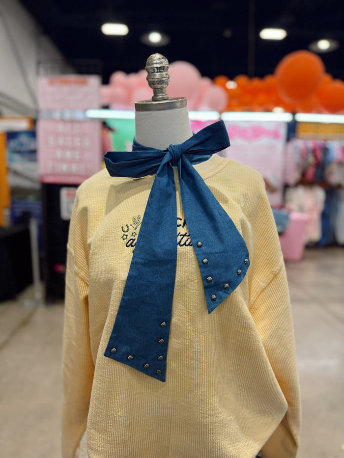 Denim Bow Collar