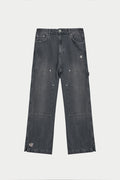 DENIM RIVET DETAIL CARPENTER JEANS - GREY WASH