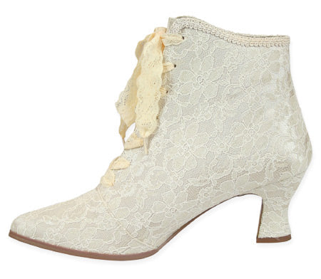 Destiny Victorian Ankle Boot - Ivory Lace