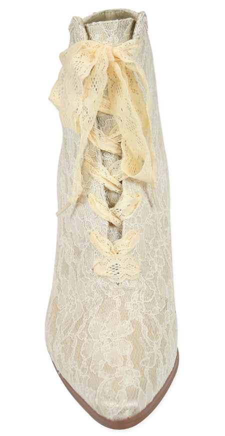 Destiny Victorian Ankle Boot - Ivory Lace