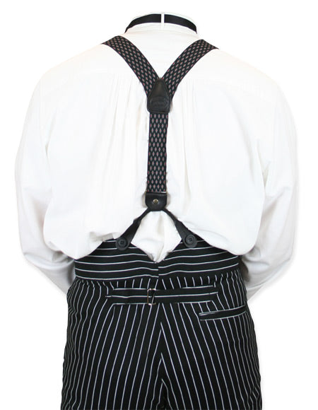 Diamond Elastic Y-back Suspenders - Black