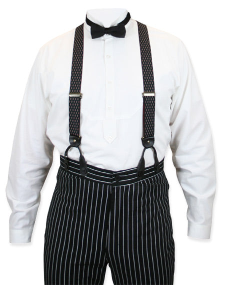 Diamond Elastic Y-back Suspenders - Black
