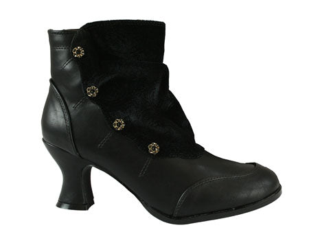 Dierdre Velvet Boot - Black Faux Leather