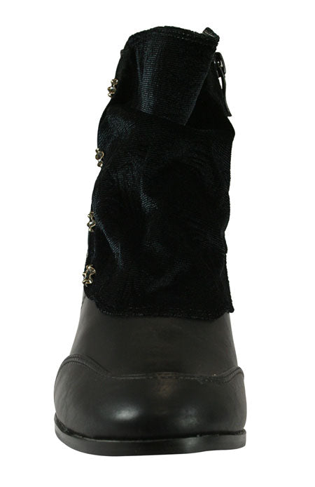 Dierdre Velvet Boot - Black Faux Leather