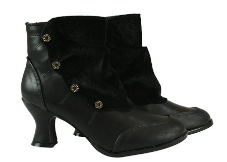 Dierdre Velvet Boot - Black Faux Leather