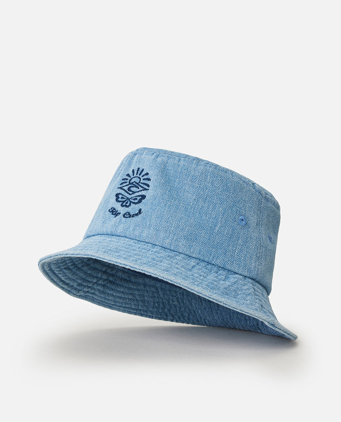 DISTRESSED DENIM BUCKET HAT