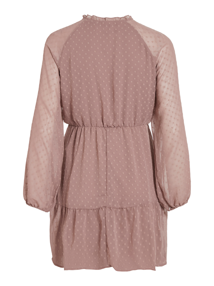 DOBBY L/S SHORT DRESS (TWILIGHT MAUVE)
