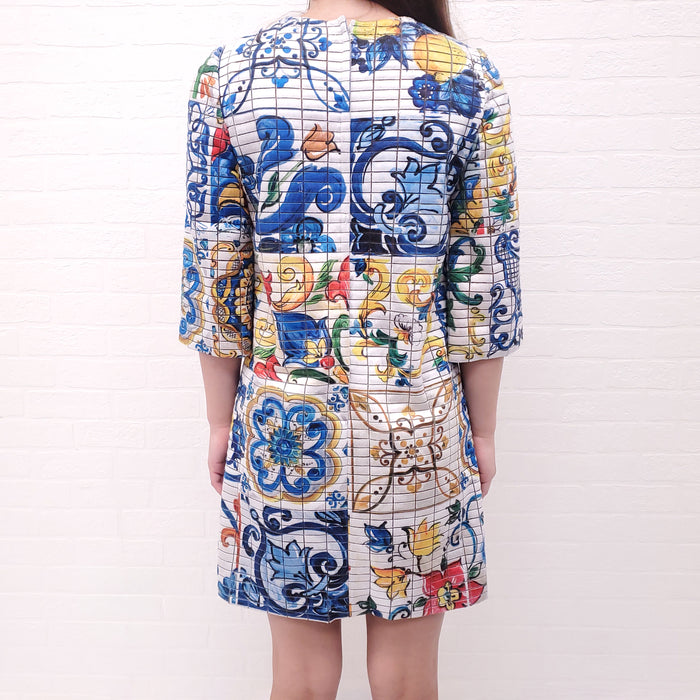 DOLCE & GABBANA LEMON MAJOLICA PRINT DRESS - SIZE 38