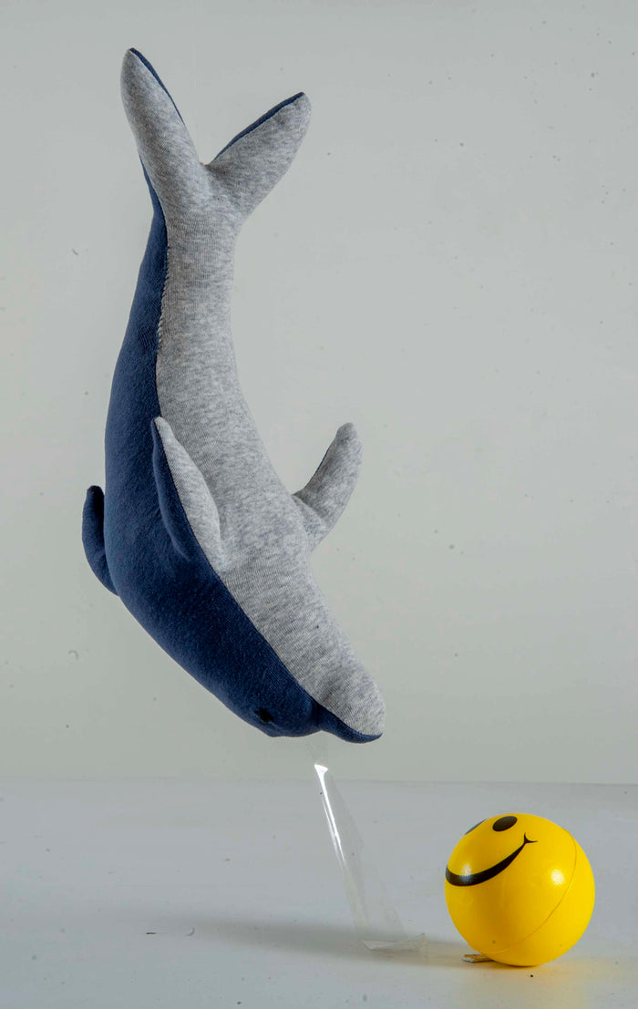 Dolphin Machine Knitted White & Dark Blue Stuffed Baby /Plush/Soft Toy | 100% Premium Cotton
