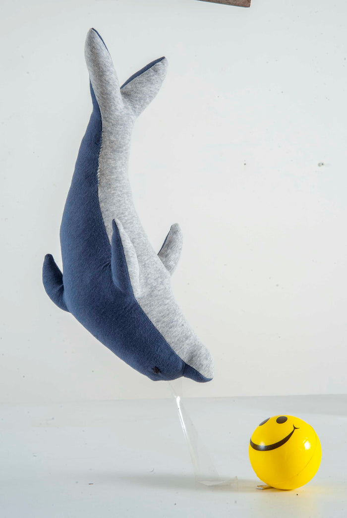 Dolphin Machine Knitted White & Dark Blue Stuffed Baby /Plush/Soft Toy | 100% Premium Cotton