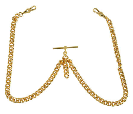 Double Albert Pocket Watch Chain - Gold