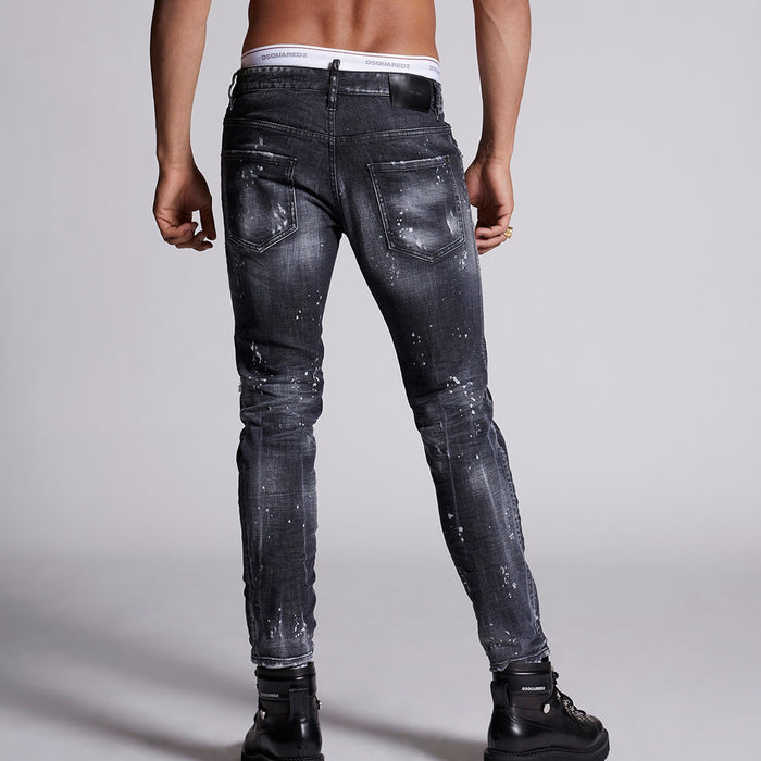 DSQUARED2 - Black Powder Zip Wash Skater Jeans in Grey - Nigel Clare