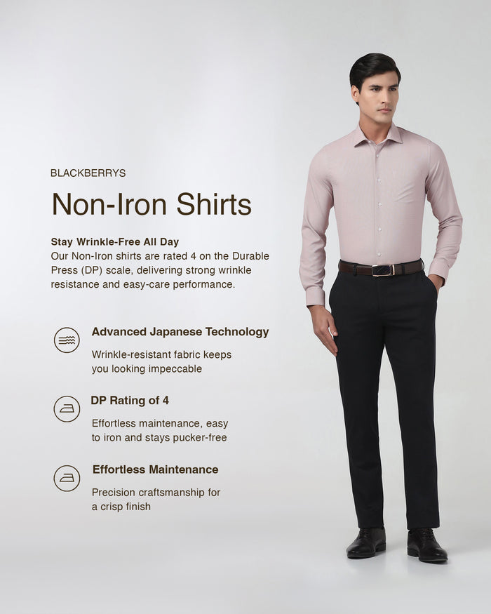 Dusty Pink Non Iron Textured Shirt - Russel E
