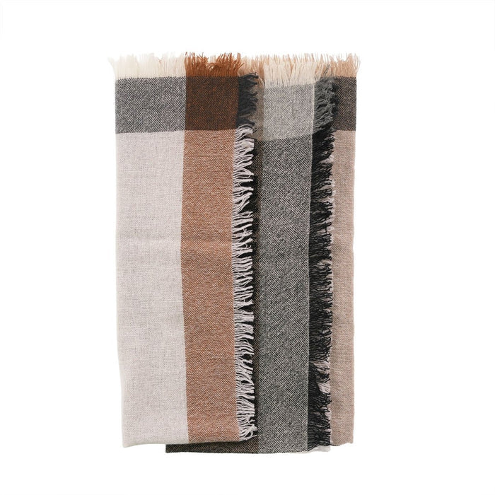 Earthy Block 100% Cashmere Square Scarf - MONOCHROME - Heritage Of Scotland -