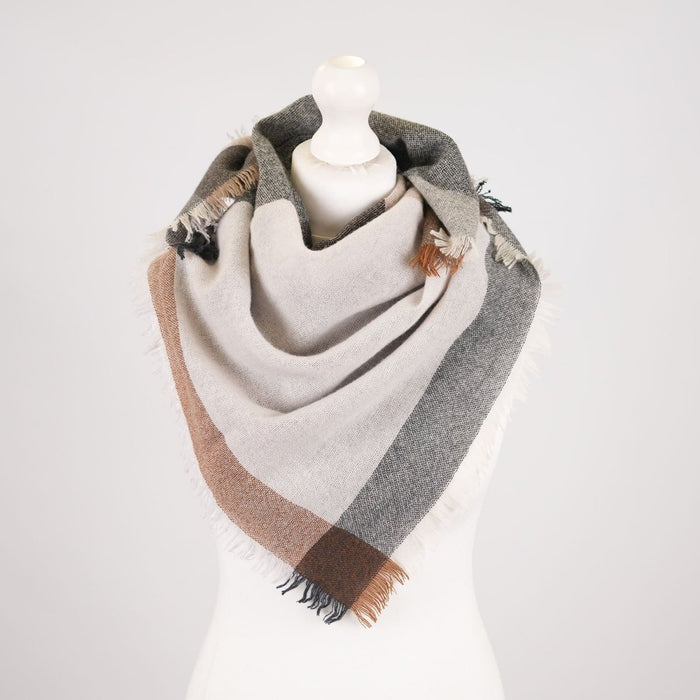Earthy Block 100% Cashmere Square Scarf - MONOCHROME - Heritage Of Scotland -
