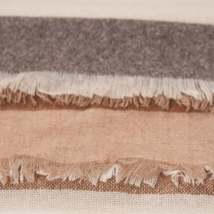 Earthy Block 100% Cashmere Square Scarf - NATURAL - Heritage Of Scotland -