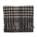 Edinburgh Lambswool Tartan Stole - Soft Luxury Check Wrap with Fringe - Chequer Tartan Dark Grey - Heritage Of Scotland -