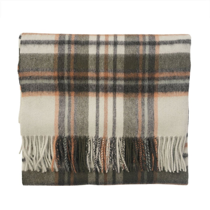 Edinburgh Lambswool Tartan Stole – Soft Luxury Check Wrap with Fringe - Royal Stewart Vintage Duck Egg - Heritage Of Scotland -