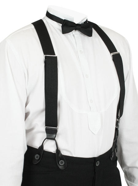 Black Elastic X-Back Braces (Long)