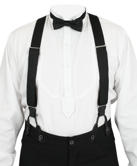 Black Elastic X-Back Braces (Long)