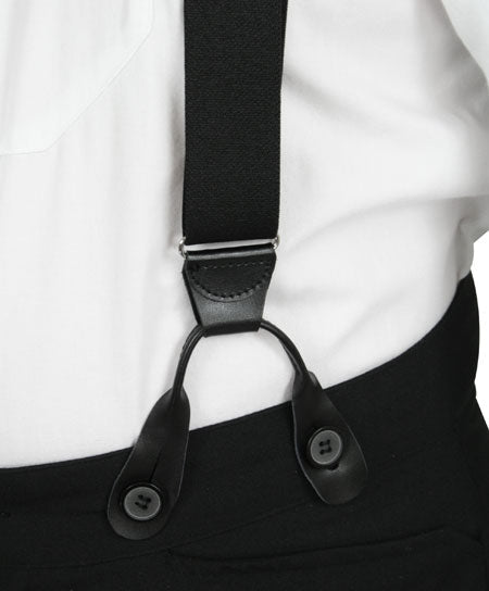 Black Elastic X-Back Braces (Long)